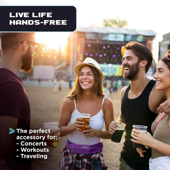 E Tronic Edge Running Belt - Unisex, Phone Holder Waist Belts w/Reflectors Gray - Picture 3 of 6